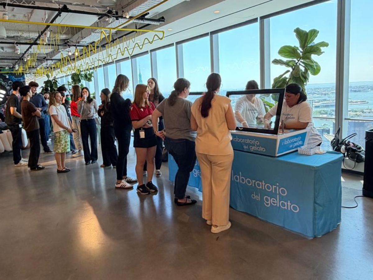 Two mobile gelato carts serving Spotify employees at 4 World Trade Center in New York City