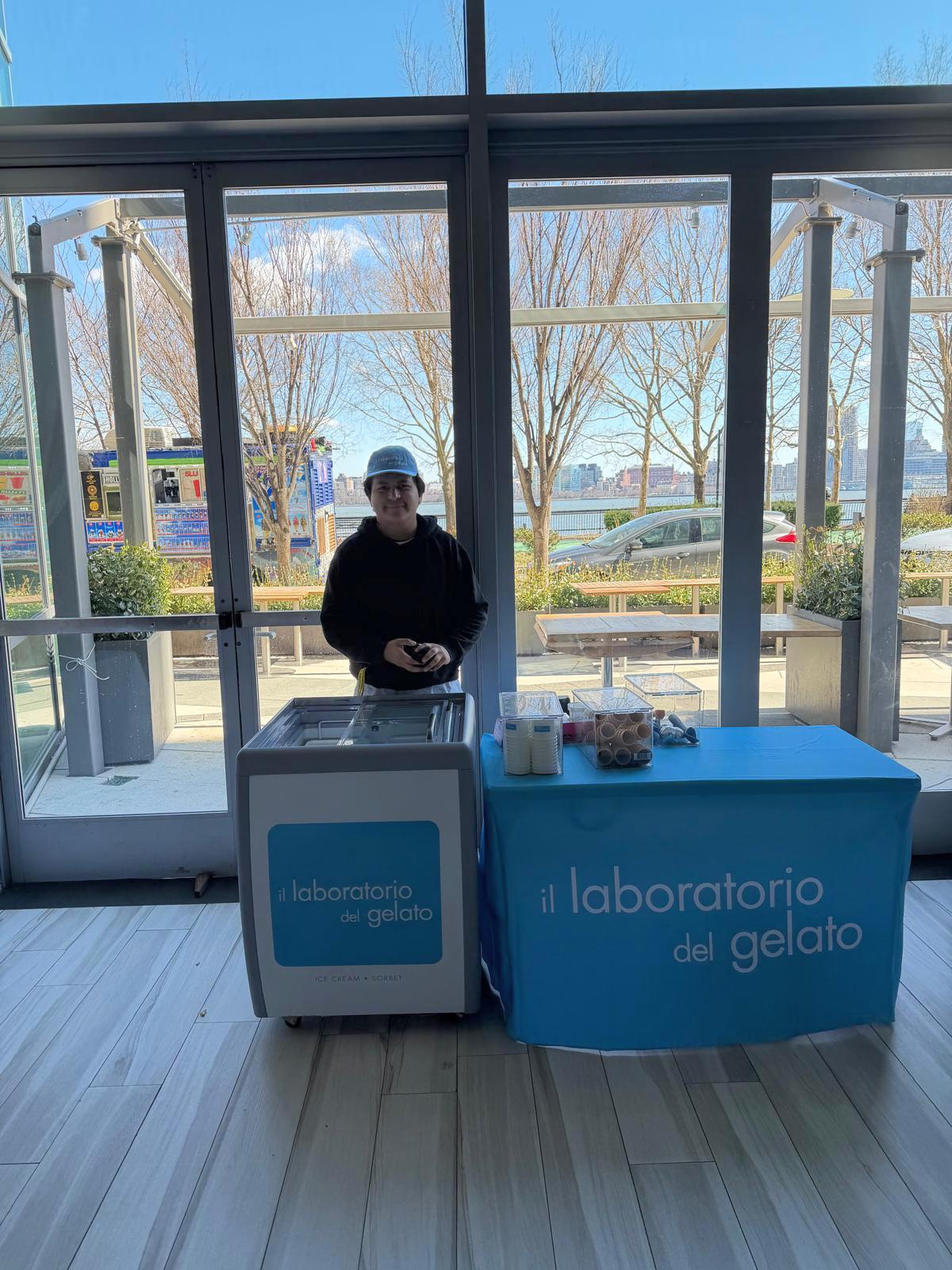 Gelato cart setup for an engagement party at Halifax Hoboken
