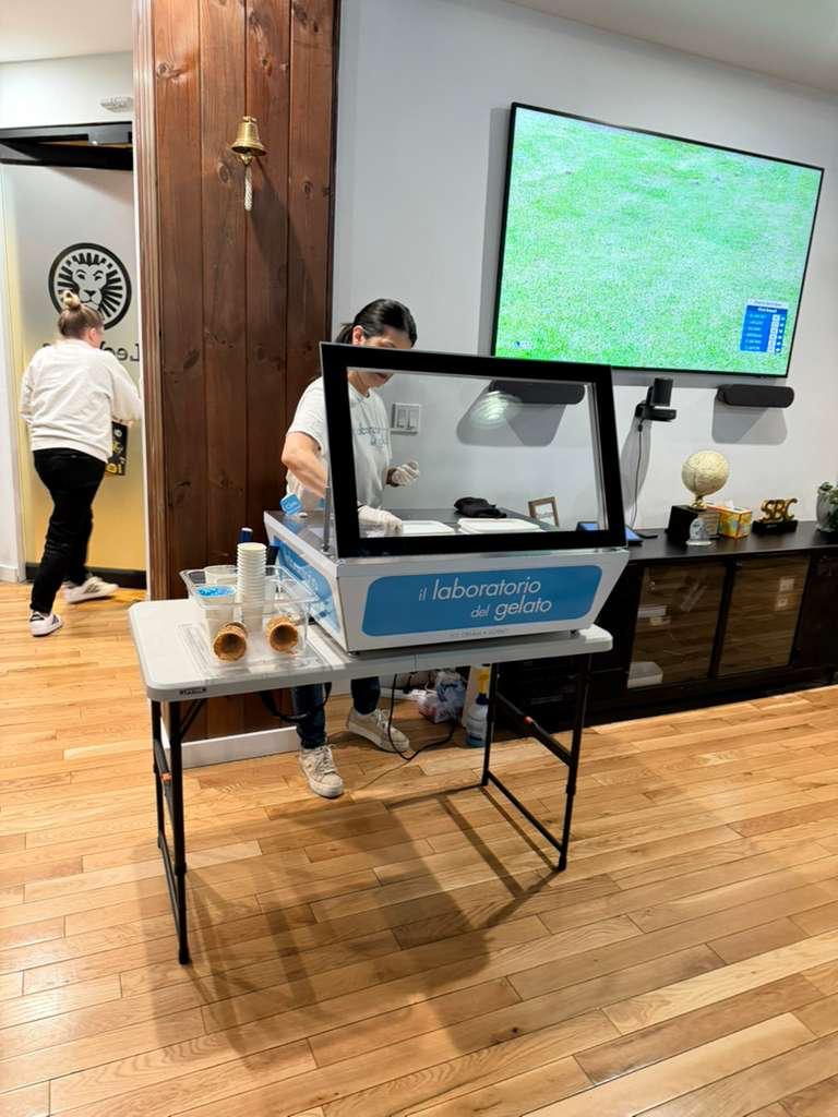 Gelato cart setup for a small office party