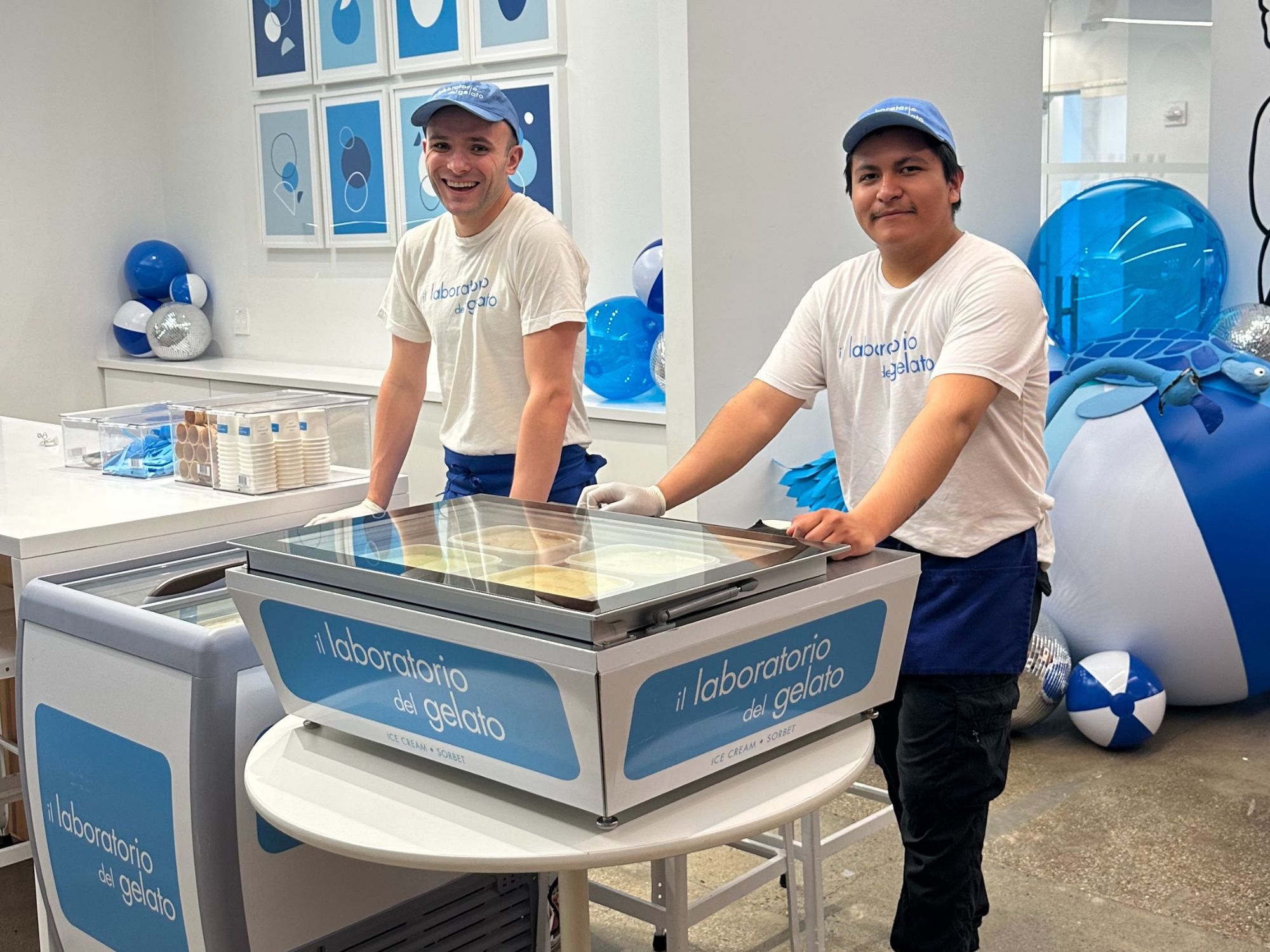 Live gelato scooping service for catered events in New York and New Jersey, gelato catering cart setup for weddings and corporate events