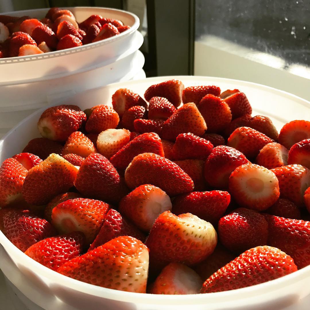 Fresh strawberries used for strawberry sorbet
