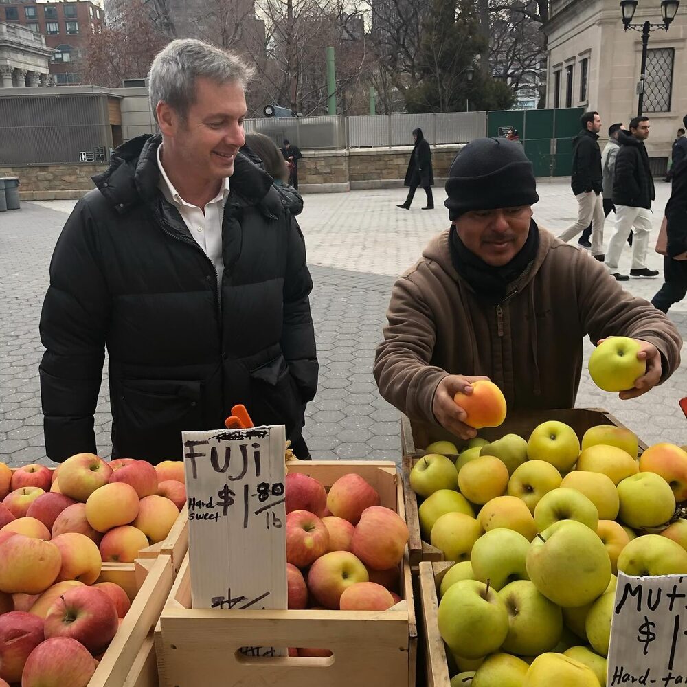 Fresh apples at Union Square Greenmarket for seasonal gelato and sorbet ingredients